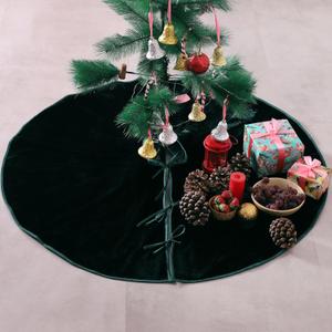 Boho Christmas Tree Mat, 48 Inch Velvet Tree Skirt for Farmhouse Decorations - Emerald Green
