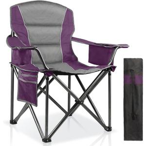 Oversized Folding Camping Chairs Heavy Duty 400 lbs,Purple