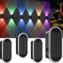BlueYang Solar Fence Lights Outdoor, Warm White & RGB 8 Modes Solar Wall Lights Outdoor Waterproof, Up&Down Dual-Head Outdoor Solar Lights for Yard House Fence Backyard Deck Garden Patio Porch, 4 PK