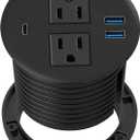 Kungfuking Desktop Power Grommet with PD 20W USB C,Recessed Power Outlets with 2 AC Plugs and 3 USB Charging Ports,Hidden Power Strip for Office Kitchen Cabinet Conference Room