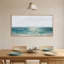 Aurlan Large Abstract Blue Coastal Framed Canvas Wall Art Set-40"x20"