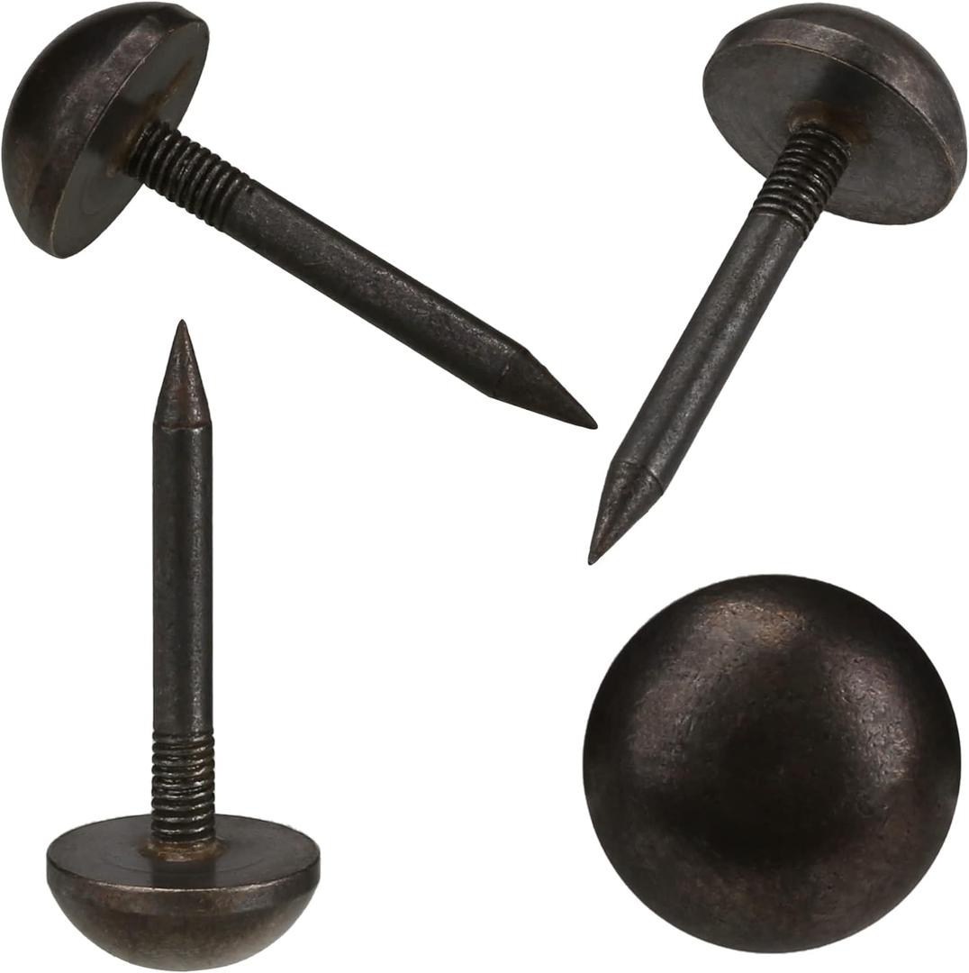 Retro Solid Pure Brass Tacks as Antique Upholstery Nails for Furniture, Decorative Push Pins for Wood,Carpet Tacks,Hardware Tacks,Cap Nails,Thumb TacksBrass Fasteners(1/2",12mm Black Color,20 Pcs)