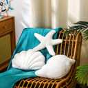 Soaoo 3 Pcs White Starfish Shell Sea Snail Pillows 11.8 Inch Ocean Themed Decorative Throw for Sofa Bed Couch Stuffed Beach Marine Organism Shaped Pillow Cute Coastal Decor Cushion for Bedroom
