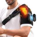 Cordless Shoulder Heating Pad with Detachable Remote, 5 Heat and 5 Vibration Heated Shoulder Wrap, Shoulder Brace Massager for Pain Relief, Warm Gifts for Women Men