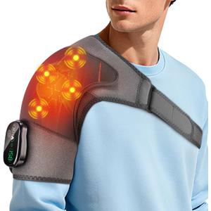 Shoulder Heating Pad with Massage for Rotator Cuff Cordless, Shoulder Massager for Pain Relief Deep Tissue, Heated Shoulder Wrap Brace for Men Women Frozen Shoulder, Gray