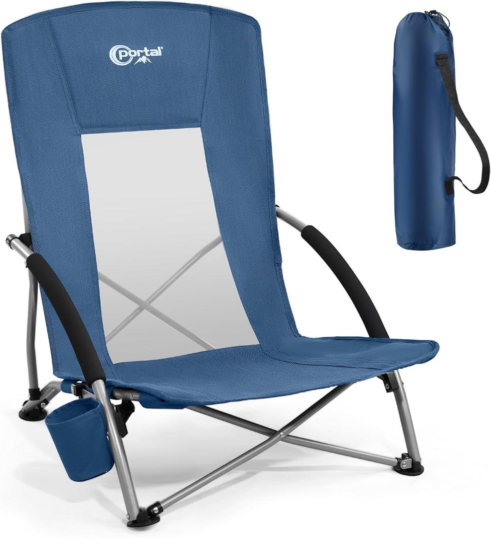 Portal Low Beach Chair for Adults, 350 Lbs Weight Capacity Sand Chair