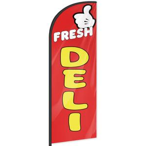 Fresh Deli Feather Flag for Business Advertising 6 FT Swooper Flag for Storefronts Retailers Shops Food Trucks Events and Fairs (Flagpole Not Included)