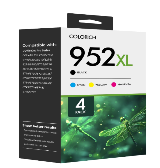 952XL Ink Cartridges Combo Pack Compatible Replacement for HP 952 Ink Cartridges 952 XL HP952XL 8710 7740 8720 8715 Printer for OfficeJet 8725 8210 8702 8740 7720 8730 8216 Cyan Magenta Yellow