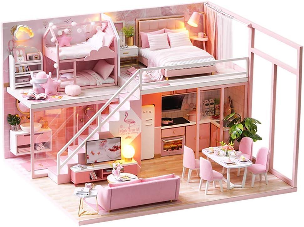 Cuteroom lemogo Wooden Dollhouse - DIY Furniture Assembling House Miniature Crafts Toys - Handmade Minimalist Apartment - for Children and Teens