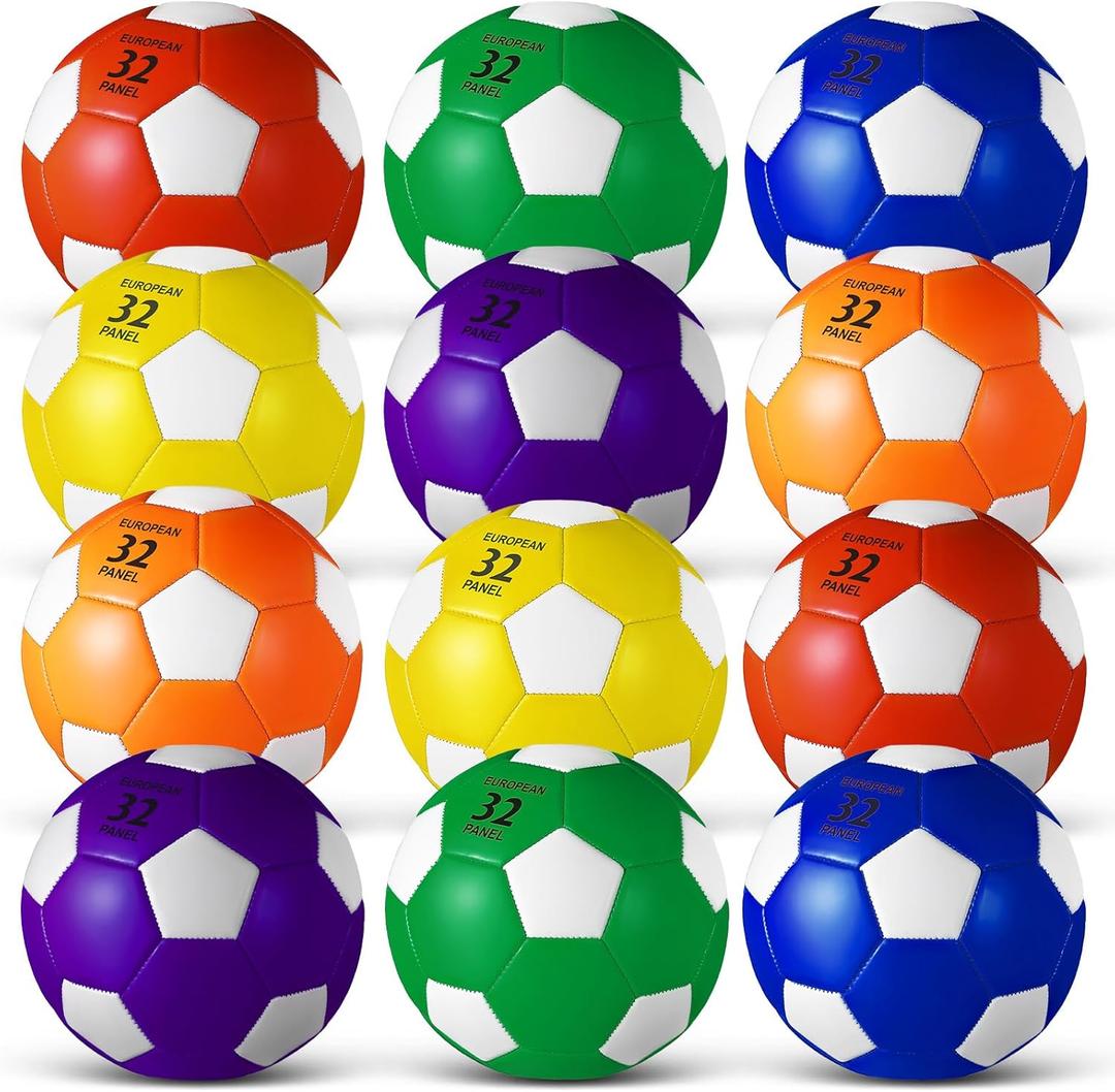 Libima 12 Pcs Soccer Balls with Pump Official Size 5 Soccer Ball Bulk for Child Adult School Sport Training Practice Christmas Operation (Colorful)