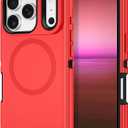 I-HONVA for iPhone 17 Pro Max Case [Compatible with MagSafe] Shockproof 3-Layer Full Body Protection [Without Screen Protector] Rugged Heavy Duty Cover Case for Apple iPhone 17 Pro Max,Red/Black