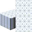 Gilprop 100 Pcs Easter Bunny Rabbit Paper Napkins 2 Ply Blue Rabbit with Bow Flower Dinner Guest Napkins Disposable Hand Towels for Spring Baby Shower Birthday Party Supplies