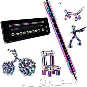 Fidget Pen, Magnetic Pen,Teen Decompression Magnetic Metal Pen, Cool Multifunctional Deformable Magnet Writing Pen, Eliminate Pressure Fidget Toy Gift for Kids or Friends(Colour) (Medium)