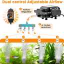AQQA Powerful Aquarium Air Pump, 4 Air Outlets, Adjustable Oxygen Aerator with Complete Accessories for Large Fish Tanks, Ponds & Seafood Markets (12W/18W)