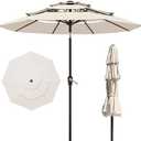 PatioKingdom 9ft 3-Tier Patio Market Umbrella with Crank/Tilt, Commercial Heavy Duty Wind Proof,Outdoor Table Umbrella with 8 Fiberglass Ribs,UPF50+ for Deck,Pool,Garden,Backyard (Creamy-white)