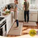 Ophanie Kitchen Mats for Floor, 3/4 inch Thick, 17x24 Anti Fatigue Cushioned Mat, Kitchen Rugs, Waterproof, Comfort Ergonomic Standing Mat for Office, Home, Sink, Beige Non-Slip Ridged Bottom