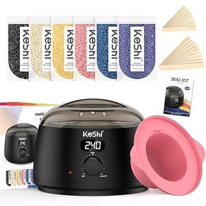 KeShi Waxing Kit for Women and Men, Digital Wax Warmer with 6 Bags Hard Wax Beads, atHome Hair Removal Wax Kit for Full Body, Face, Eyebrow, Bikini, Legs, Brazilian & Sensitive Skin(Graphite)