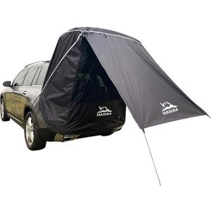 Hasika SUV Camping Tent Car Tailgate Shade Awning with Screen Net Waterproof 3000MM UPF 50+ Black (Small)