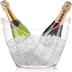 Yesland Ice Bucket, Clear Acrylic 3.5 Liter Storage Tub, Beer Bucket Beverage Chiller Bin for 2 Wine, Champagne Bottles, Beer Bottles