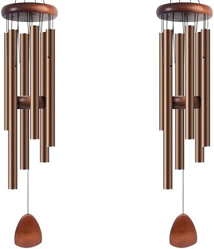 Amazon.com : Bursvik Large Aluminium Wind Chimes 37" Inches to Create a Zen Atmosphere Suitable for Outdoor, Garden, Patio Decoration Wind Chimes with Wind Catcher Suitable as A Gift for Unisex(2 Pack Coffe) : Patio, Lawn & Garden
