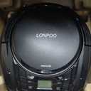 LONPOO Portable Boombox - CD Player, Bluetooth, USB, MP3, AUX, FM Radio, Portable, Built-in Stereo Speakers, Carrying Handle, LCD Display, Black