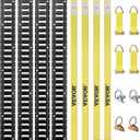 VEVOR E-Track Tie-Down Rail Kit, 5' E Tracks Set, 16Pcs Includes 4 Steel Rails & 2 Single Slots & 6 O-Rings & 4 Tie-Offs w/D-Ring & 2 Ratchet Straps, Cargo Motorcycles Bikes Securing Accessories