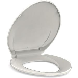 19" Elongated Toilet Seat Slow Close, Biscuit Color Polypropylene Toilet Seat Cover with Never Loosen Durable Lid, Quiet and Easy to Install & Clean