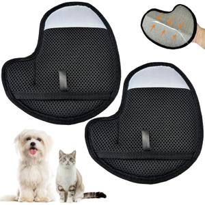 2 x 2 Pcs Pet Hair Remover Gloves for Cats & Dogs, Electrostatic Cat Hair Remover Dog Grooming Gloves, Reusable Pet Hair Cleaning Tool Washable Pet Hair Mitt for Carpet Curtain Clothing Couch Car Seat