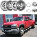 4X 16 inches Stainless Steel Dually Wheel Simulators, 8 Lug 4 Hand Hole Hubcaps Cover Fit for for 74-00 Chevy GMC 3500, 74-98 Ford F350, 08-21 Ford E350/E450 Van, 74-99 Dodge Ram 3500 608FV