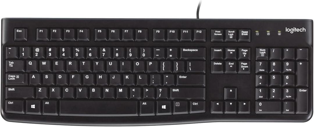Logitech K120 Wired Keyboard for Windows, USB Plug-and-Play, Full-Size, Spill-Resistant, Curved Space Bar, Compatible with PC, Laptop - Black