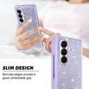 ZIYE Galaxy Z Fold 7 Case for Women Girls Glitter Sprakle Bling Anti-Slip Shockproof Protection Cover Case Designed for Samsung Galaxy Z Fold 7 5G Purple