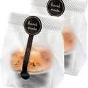 (200Pcs)100pcs Translucent Plastic Bags/Bakery Bags with 100pcs Hand made Stickers for Cookie Cake Chocolate Candy Snack Wrapping Good for Bakery Party Supplies