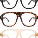 AMOMOMA 3 Pack Retro Blue Light Aviator Reading Glasses for Women Men,Oversized Large Computer Reader Frame AM6163