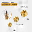 20 PCS Brass Pipe Plug Kit  1/4", 3/8", 1/2" NPT Male Hex Head Counter Sunk Plugs, Threaded Fittings for Plumbing, Air Compressor, Hydraulic & Industrial Use