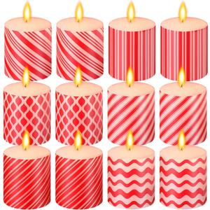 12 Pieces Christmas Scented Candy Striped Scented Candles Christmas Scented Candles Decor Christmas Candle Gifts Long Lasting Soy Candles for Home Christmas Holiday Wedding, 6 Styles