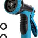 Garden Water Hose Nozzle ABS Water Spray Nozzle with 10 Spray Modes Suitable for Watering Plants, Iawns and Gardens, Car Washing, Cleaning, Showering Pets and Outdoor Fun, Blue