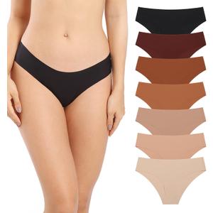 SHARICCA Women Seamless Cheeky Bikini No Show Panties Ladies Invisible Breathable Briefs Soft Stretch Underwear Multi Pack (Medium)