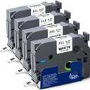 Absonic 4-Pack Tze 6mm 0.23" Laminated White Tape Compatible for Brother Tze-211 Tz-211 Tze211 Tz211 P Touch Label Tape Tz 6mm Black on White for PTH110 PTD202 PTD220 PTD210 PTD400 PTD600 PTD410