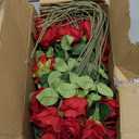 50 PCS Fake Red Roses, Artificial Red Flowers Bulk Realistic Silk Faux Rose with Stems for Wedding Decoration Anniversary Bridal Bouquet DIY Floral Arrangement Romantic Home Decor Gifts