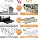 Stainless Steel Dish Drying Rack  304 Grade Dish Racks for Kitchen Counter with Utensil Holder & Adjustable Spout, Space-Saving Organizer, 16.5" x 11.8" x 5.3" Grey