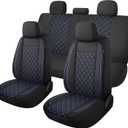 YGL Breathable Car Seat Covers Full Set, Washable Seat Covers for Cars, Premium Cloth Car Seat Protectors, Interior Covers for Cars, Sedan Van Truck SUV(Black/Blue)