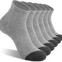 CS CELERSPORT 6 Pack Men's Ankle Socks with Cushion Athletic Running Socks (7-9, Light Grey)