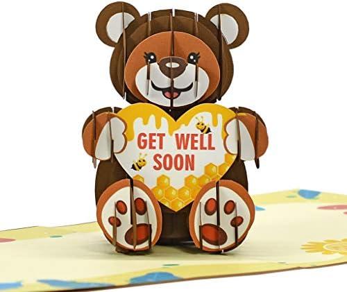 CUTPOPUP Get Well Soon Card Pop Up, Birthday 3D Greeting Card (Teddy Bear)