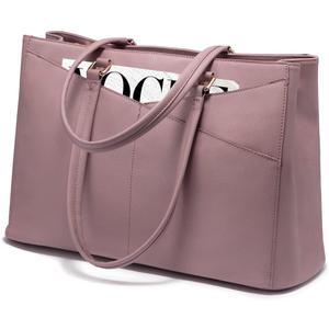 Laptop Tote Bag for Women 15.6 Inch Waterproof Leather Computer Bags Women Business Office Work Bag Briefcase Light Purple