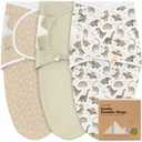3-Pack Organic Baby Swaddle Sleep Sacks - Swaddles for Newborns, Infant 0-3 Months, Baby Girls, Boys, Soft & Snug Newborn Sleep Sack, Nursery Swaddling Blankets (Dino Ridge)