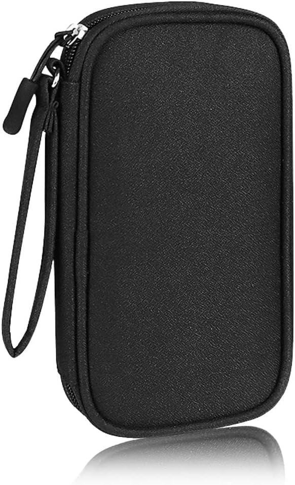 Electronics Organizer Bag Pouch Cable Charger Organizer Travel Shockproof Cord Carrying Case for Earphone Powerbank USB Hard Drive SD Card (Black)