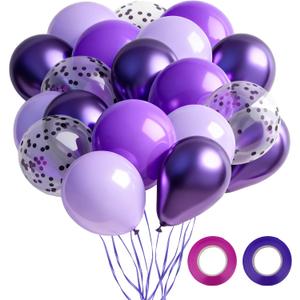 80pcs Purple Balloons, 12 inch Birthday Balloons, Party Balloons, Birthday Decorations, Helium Balloons for Bridal Shower Wedding Party Decorations