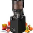 Cold Press Juicer,Juicer Machines Vegetable and Fruit, 5.3'' Self Feeding Masticating Slow Juicer, BPA-Free, 250W DC Motor, Quiet and Powerful, Easy to Clean,Perfect for Batching Juicing, Black