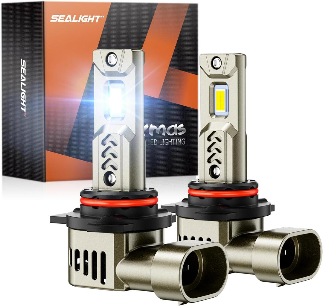 SEALIGHT 9012 HIR2 Bulbs, 34000LM Super Bright, 6500K Cool White 9012 Daytime Running Lights with 25000RPM Cooling Fan, Plug-N-Play 9012 Fog Light, Pack of 2