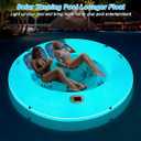 Inflatable Tanning Pool Lounger Float for Adults, Solar Giant Suntan Tub Pool Floats with Lights, Extra Large Round Sunbathing Pool Raft Lounge Floaties Tanning Bed for Backyard, Swimming Pool, Lake